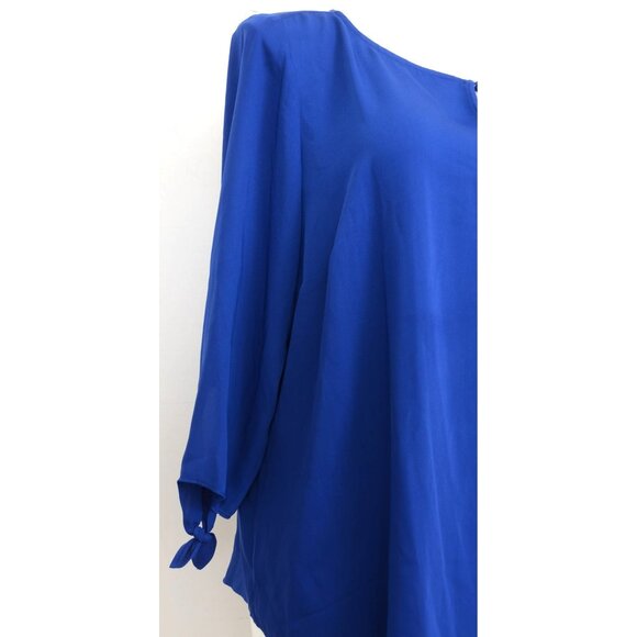 Talbots PLUS Size 2X Royal Blue 3/4 Knotted Sleeve Keyhole Blouse Top Office - Picture 4 of 9